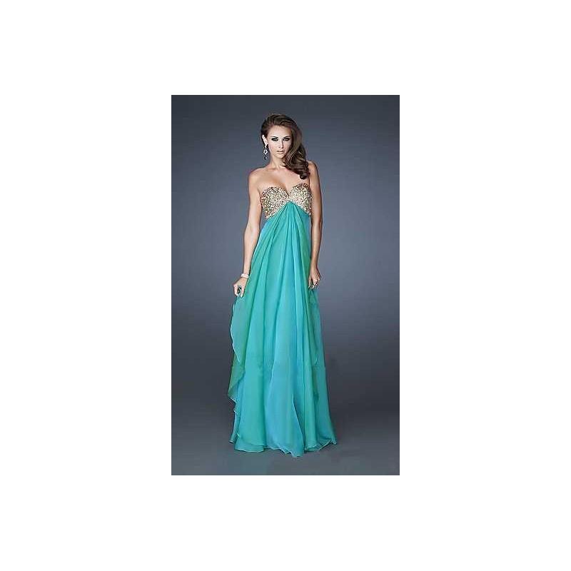 زفاف - 2017 Passionate Prom Dress Strapless with Beads&Sequins Shirred&Ruffled Blue Chiffon for sale In Canada Prom Dress Prices - dressosity.com