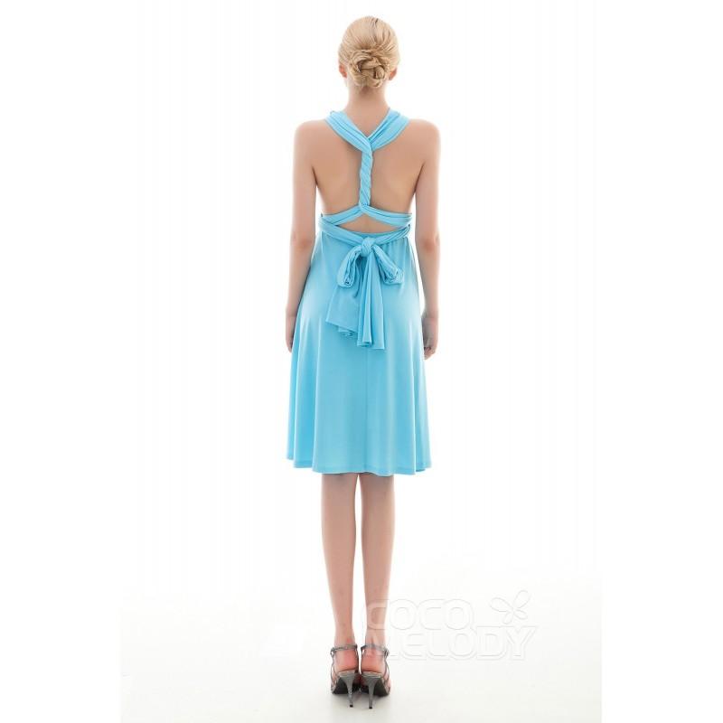 زفاف - Unique Sheath-Column Natural Knee Length Knitted Fabric Sleeveless Convertible Bridesmaid Dress - Top Designer Wedding Online-Shop