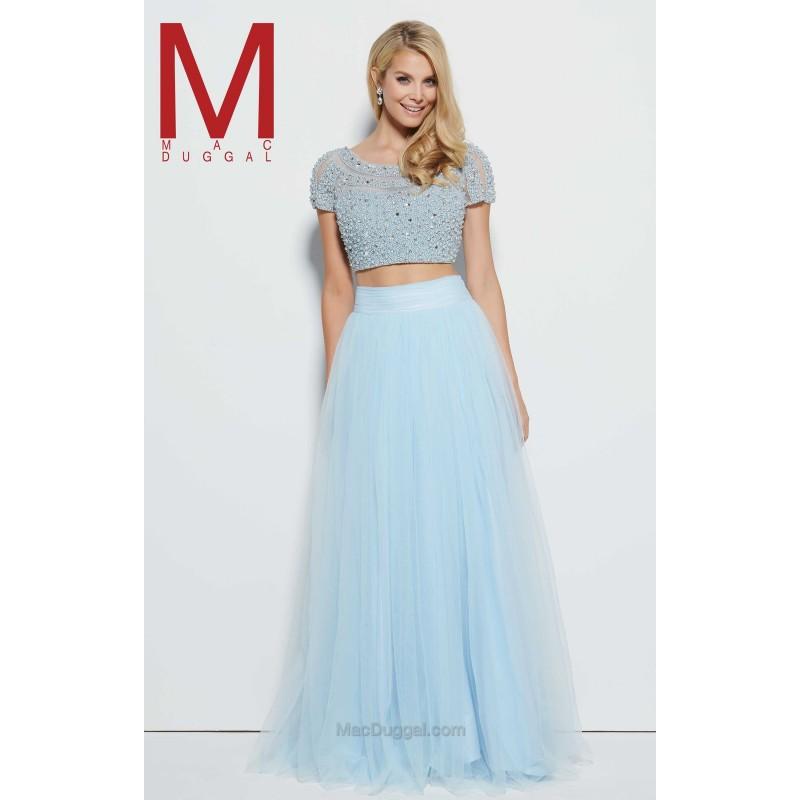 زفاف - Ice Blue Mac Duggal 20033M - 2-piece Ball Gowns Cap Sleeves Dress - Customize Your Prom Dress