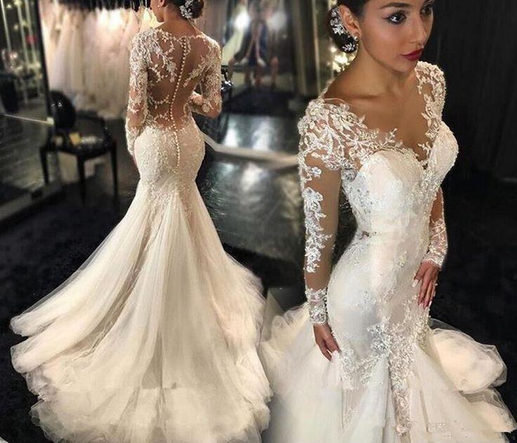 زفاف - Lace Wedding Gown,Long Sleeve Prom