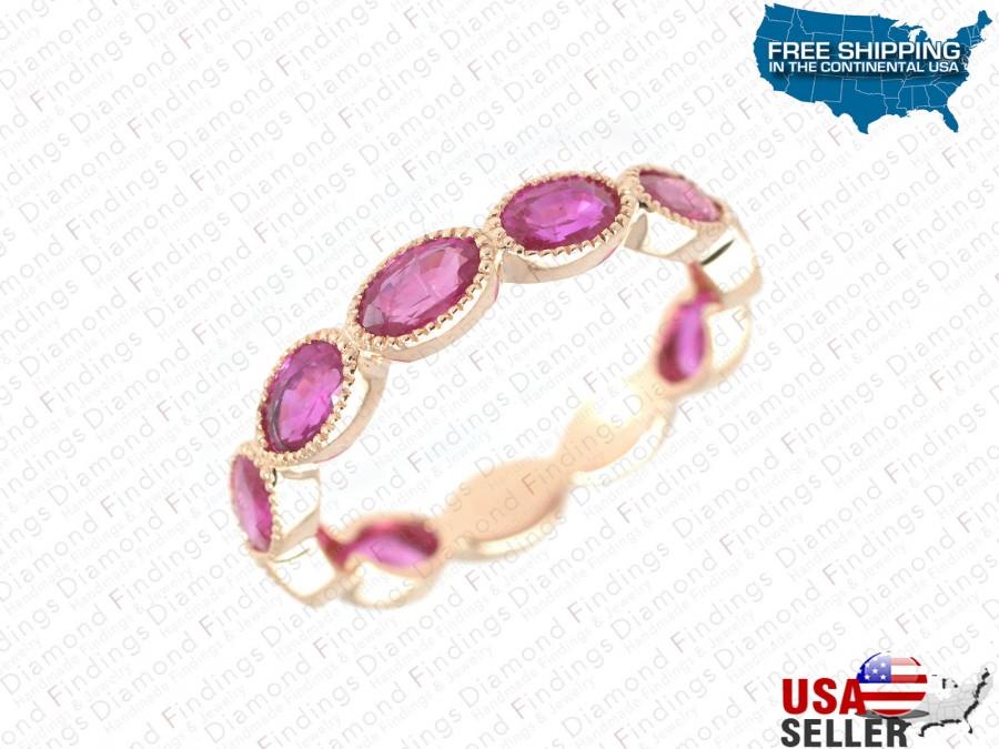 زفاف - 2.79ct Pink Sapphire Eternity Band 14K Rose Gold Ring, Pink stone ring, sapphire eternity ring, rose gold ring, pink ring, eternity ring