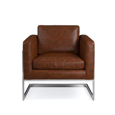 زفاف - Harrow Arm Chair, Pebbled Leather, Solid, White