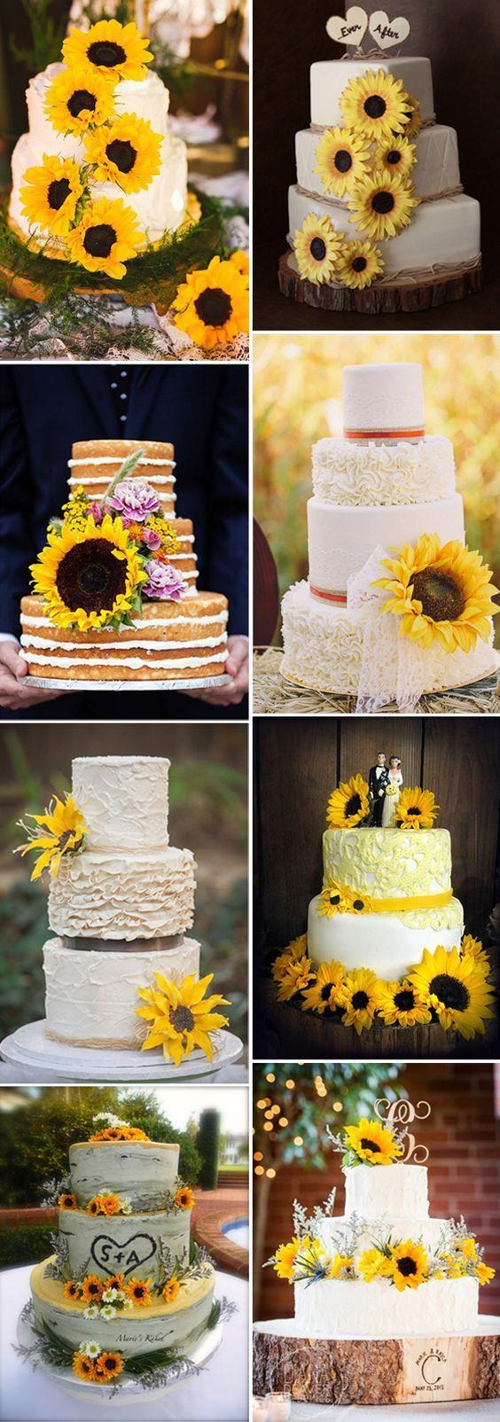 Hochzeit - 32 Orange & Yellow Fall Wedding Cakes With Maple Leaves , Pumpkins & Sunflowers