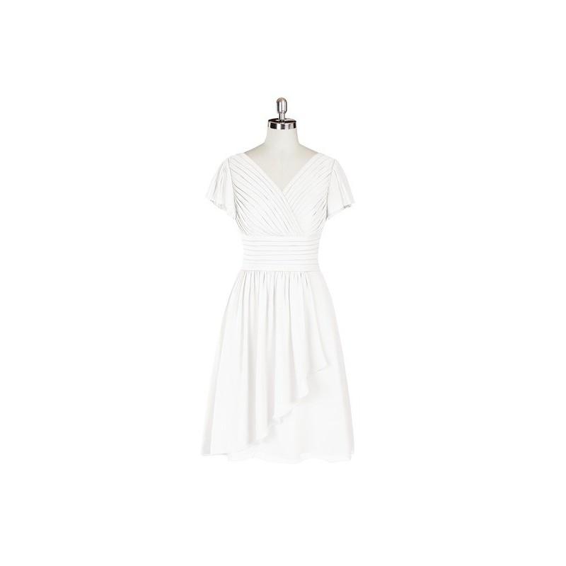 Mariage - Ivory Azazie Luna - V Neck Back Zip Chiffon Knee Length Dress - Charming Bridesmaids Store