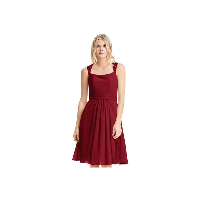 زفاف - Burgundy Azazie Siena - Illusion Knee Length Chiffon And Lace Dress - Charming Bridesmaids Store