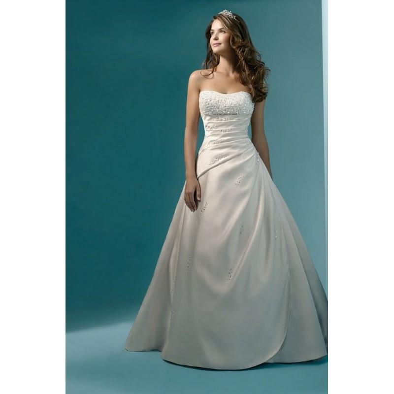 زفاف - Style 1136 by Alfred Angelo Signature Collection - A-line Chapel Length Floor length Sleeveless Satin Strapless Dress - 2017 Unique Wedding Shop