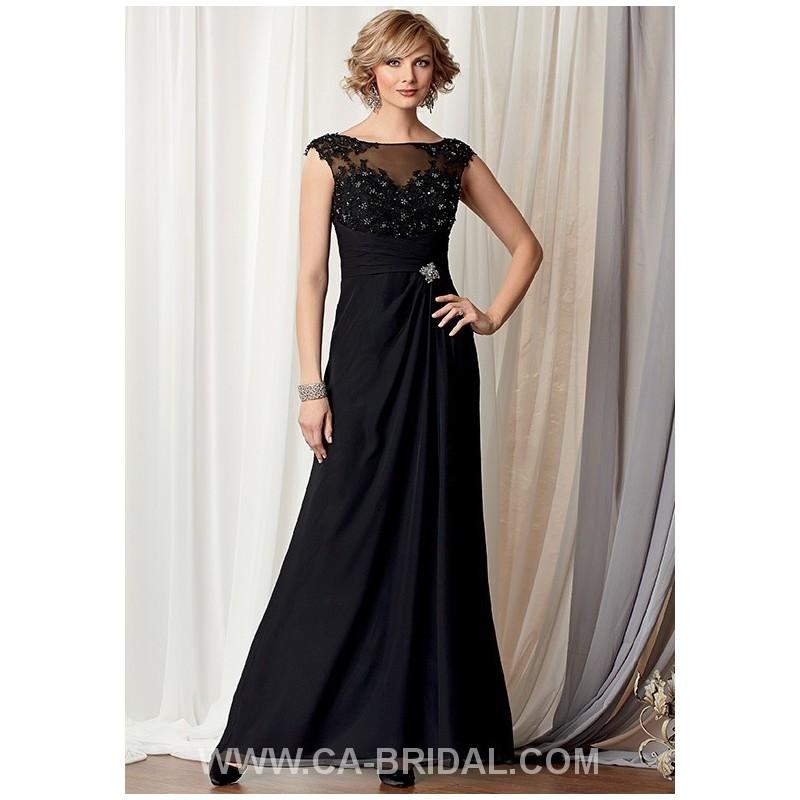 زفاف - Demure A-Line Bateau Sleeveless Beaded and Applique Floor-length Chiffon Mother of Bride Dress - dressosity.com