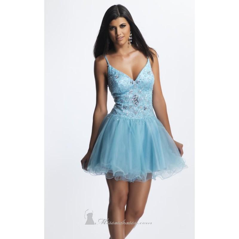 Wedding - Ice Blue V-Neck Beaded Dress by Dave and Johnny - Color Your Classy Wardrobe