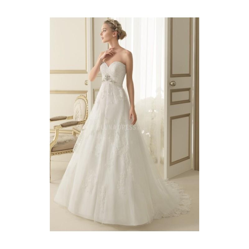 Hochzeit - Sweetheart A line Tulle & Lace Floor Length Natural Waist Zipper Back Wedding Dresses - Compelling Wedding Dresses