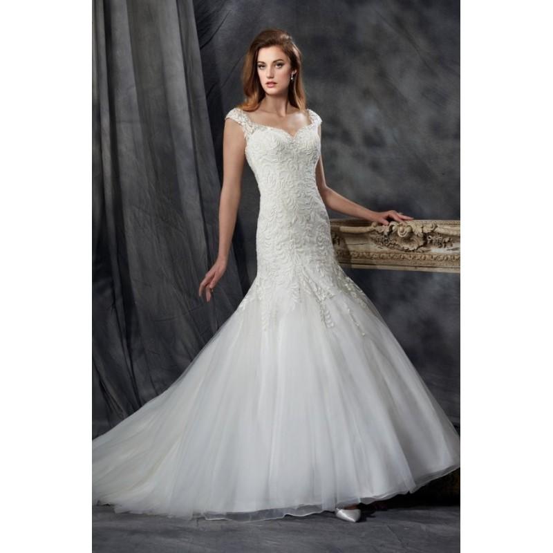 زفاف - Style 8039 by Karelina Sposa Exclusive - Chapel Length Sweetheart Cap sleeve Floor length LaceNet Fit-n-flare Dress - 2017 Unique Wedding Shop