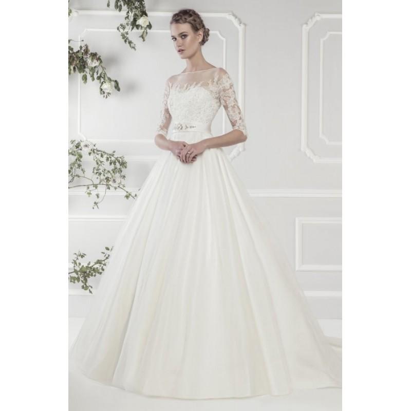 Hochzeit - Style 11424 by Ellis Rose - A-line Chapel Length LaceSatinTulle 3/4 sleeve Floor length Dress - 2017 Unique Wedding Shop