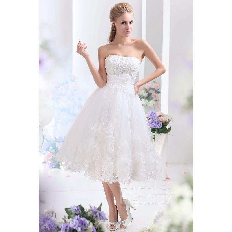 زفاف - Dreamy A-Line Sweetheart Tea Length Tulle Wedding Dress CWLA13003 - Top Designer Wedding Online-Shop