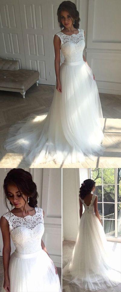 زفاف - White Sleeveless Wedding Dresses, Sexy Bridal Gowns With Appliques, SW25