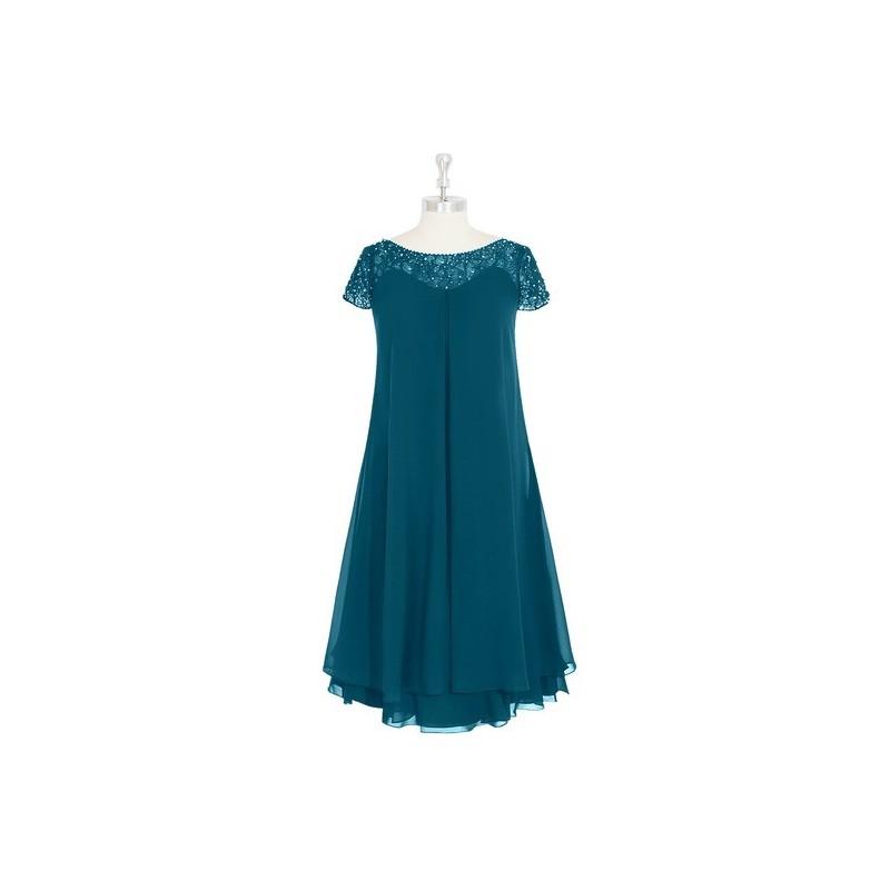 Hochzeit - Ink_blue Azazie Tess MBD - Knee Length Chiffon Illusion Illusion Dress - Cheap Gorgeous Bridesmaids Store