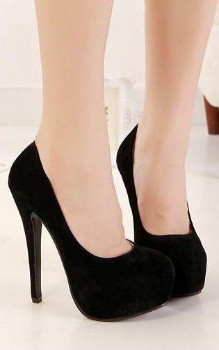 Mariage - Classy Pure Black Round Toe High He