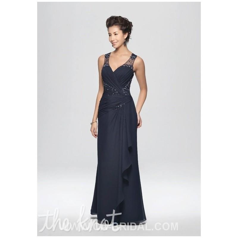 زفاف - Exquisite A-Line V-neck Sleeveless Seuqin and Ruched Floor-length Chiffon Mother of Bride Dress - dressosity.com
