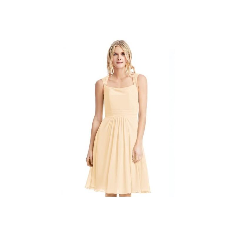 Wedding - Peach Azazie Siena - Chiffon And Lace Knee Length Illusion Dress - Cheap Gorgeous Bridesmaids Store