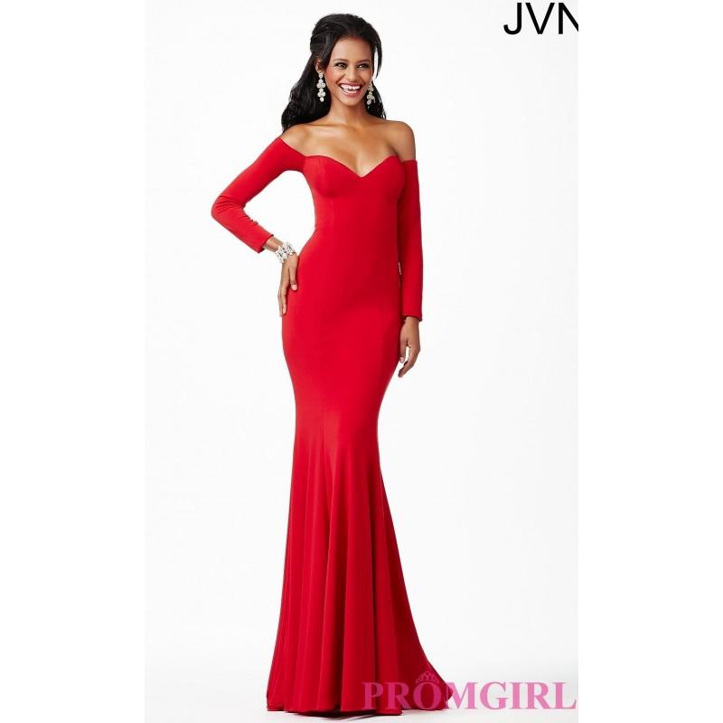 Mariage - Off the Shoulder Long Sleeve Gown JVN26728 from JVN by Jovani - Brand Prom Dresses