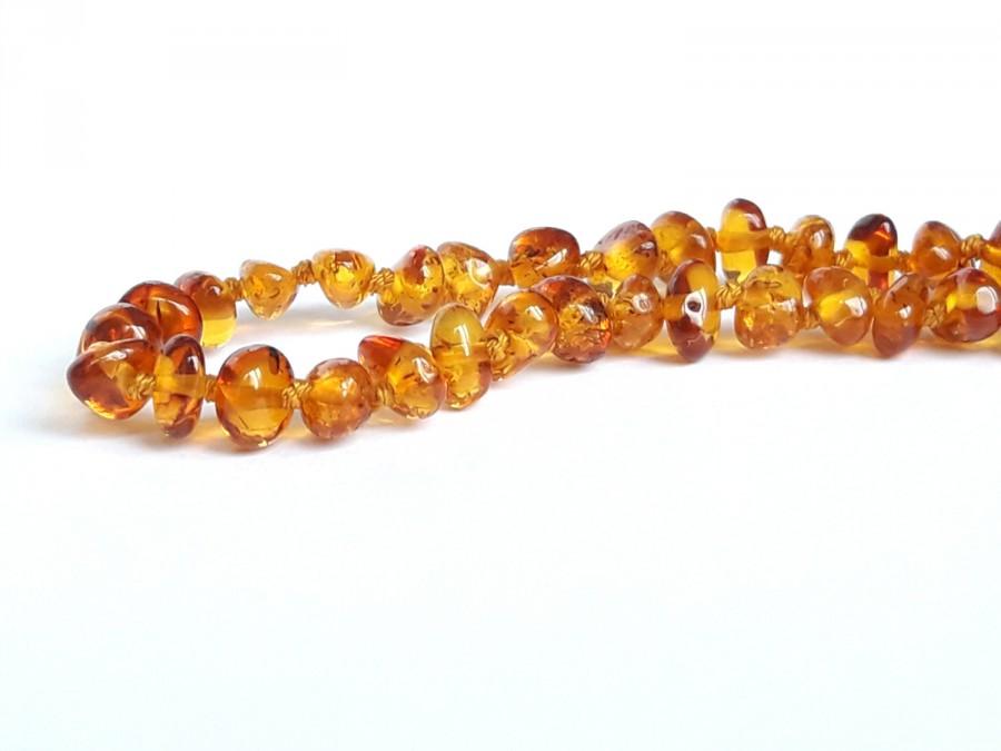 Свадьба - Dark cognac amber teething necklace natural baltic amber necklace for babies cognac amber baby necklace for teething eco baby gift
