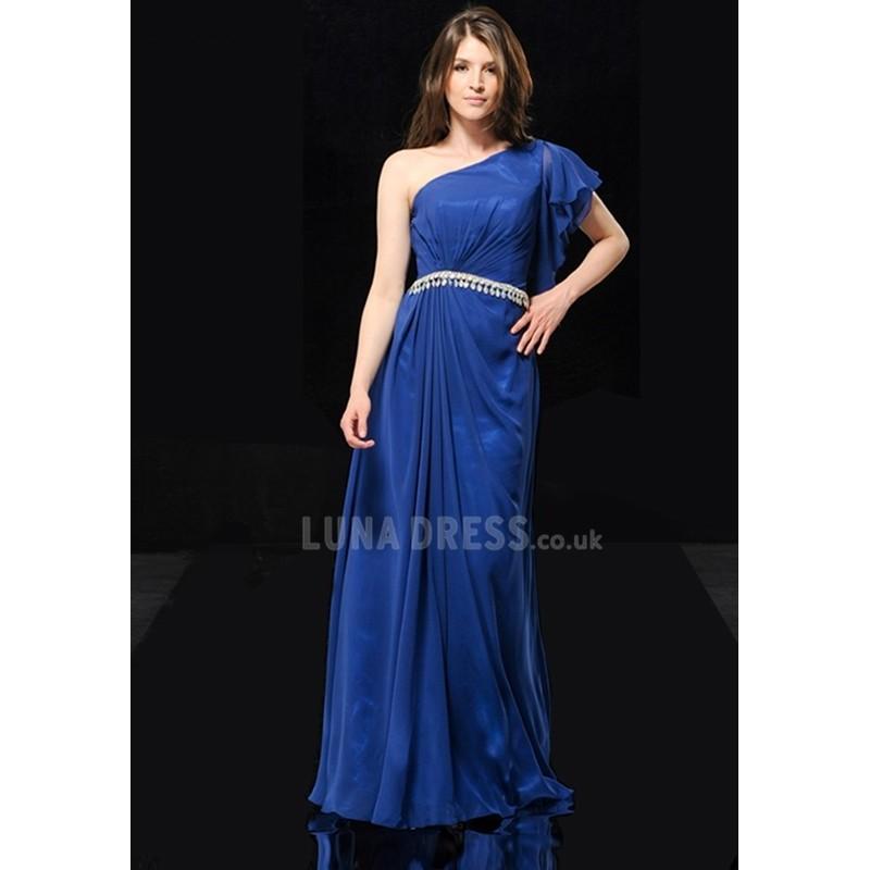 Wedding - Special One Shoulder Chiffon A line Sleeveless Floor Length Evening Dress With Sash/ Ribbon - Compelling Wedding Dresses