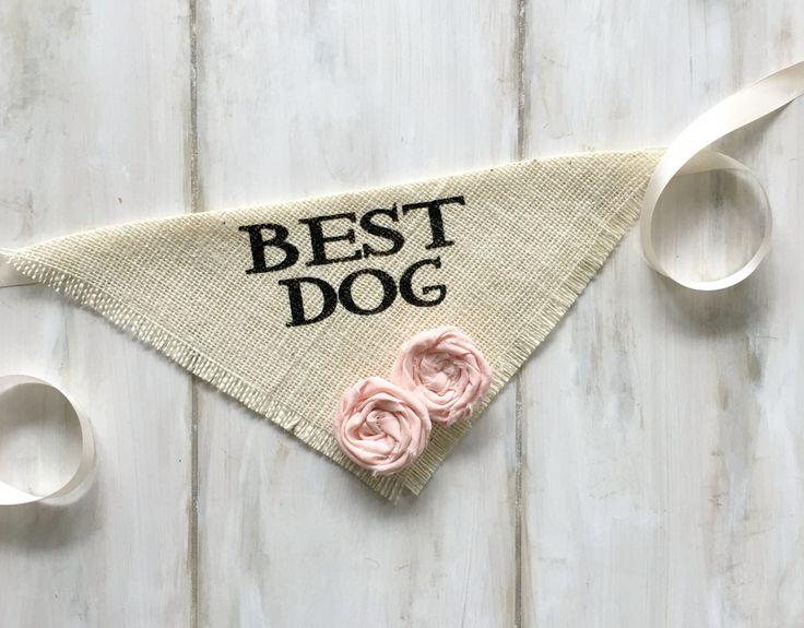 Свадьба - Best Dog- Ivory Wedding Dog Bandana With Flowers