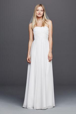 زفاف - Chiffon Wedding Dress With Strapless Ruched Bodice Style INT15555