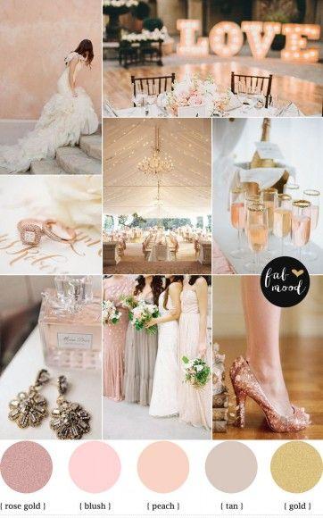 Свадьба - Rose Blush Gold Wedding Theme & Mismatched Bridesmaid Dresses
