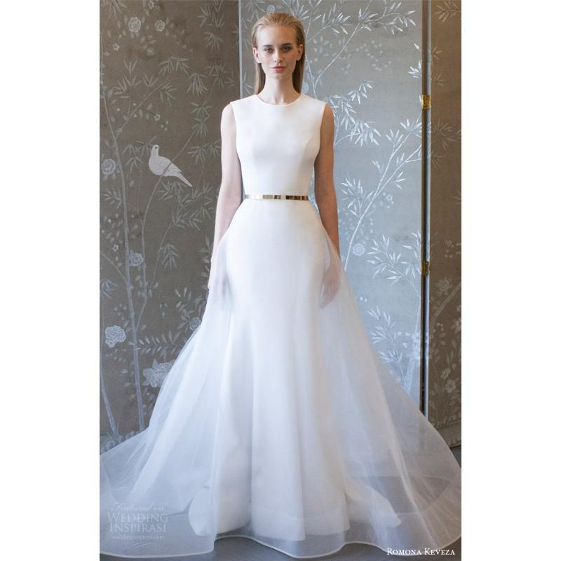 Hochzeit - Romona Keveza rk8400 Soop Neck Spring/Summer 2018 Sweep Train Sleeveless Elegant Spring Scoop Neck A-line Bridal Dress - Brand Wedding Store Online