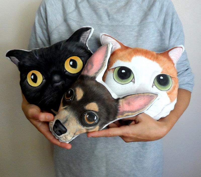Wedding - Custom Pet Portrait  Pillow Plush, Personalized  gift for pet lovers, cat pillow, dog pillow