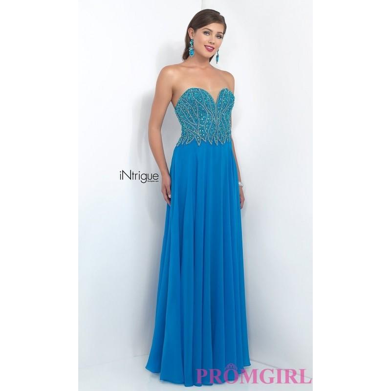 Wedding - Long Blue Strapless Open Back Intrigue by Blush Prom Dress - Discount Evening Dresses 
