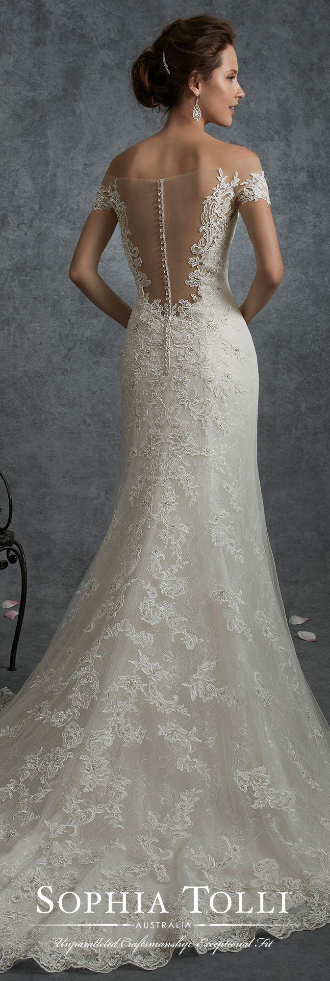 زفاف - Off-the-shoulder Lace Fit And Flare Wedding Dress - Sophia Tolli Y21752