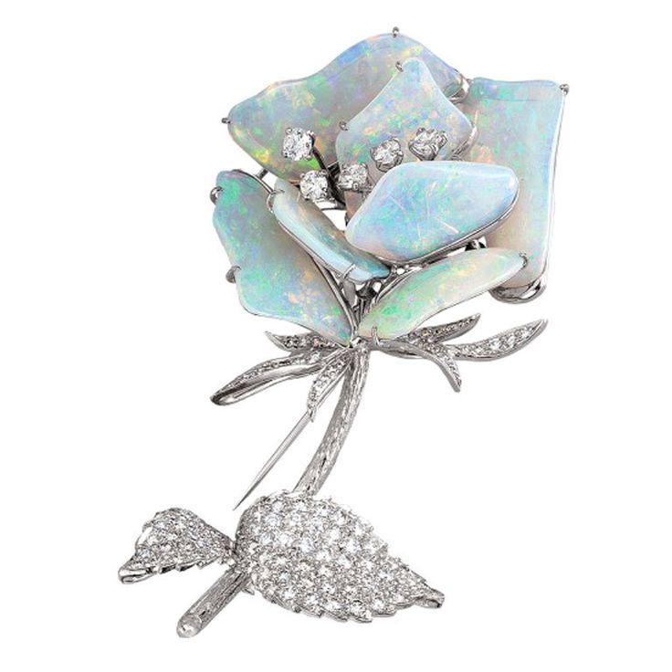 Hochzeit - Australian Opal Diamond Brooch  