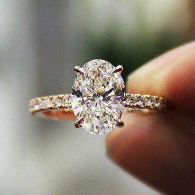 زفاف - 2.30 Ct. Natural Oval Cut Pave Diamond Engagement Ring - GIA Certified