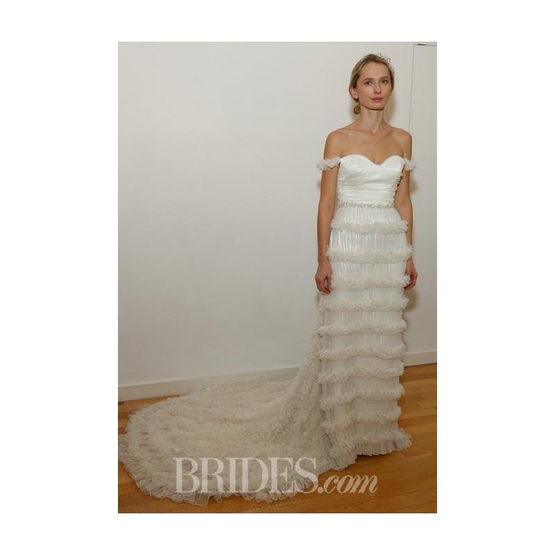 Mariage - Cocoe Voci - Fall 2014 - Amelia Off-the-Shoulder Sheath Wedding Dress with Sweetheart Neckline and Ruffle Skirt Details - Stunning Cheap Wedding Dresses