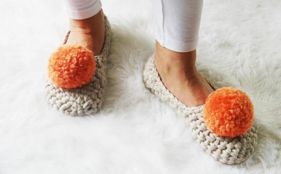 Hochzeit - Beige & Orange Womens slippers 