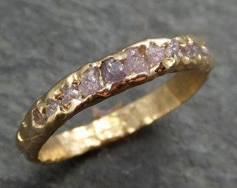 Wedding - Custom Made (similar) Raw Diamond Rose Gold Engagement Ring Rough Gold Wedding Ring Diamond Wedding Ring Rough Diamond Ring ByAngeline C0114
