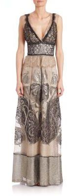 زفاف - Alberta Ferretti Floor-Length Sleeveless Lace Gown