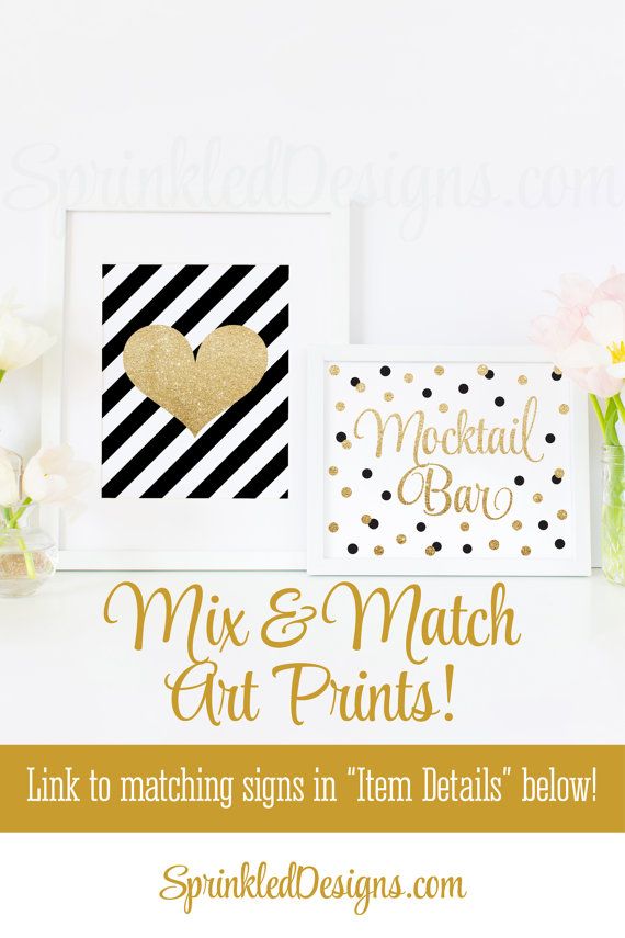 Mariage - Mocktail Bar Sign - Black Gold Glitter Sweet 16, Baby Or Bridal Shower Ideas, Sip N See Party Sign, Birthday Party Printable 10X8 Table Sign