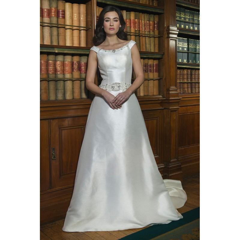 Свадьба - Style W437 by Alexia Bridal - Ivory  White Mikado  Satin Floor Bateau A-Line Capped Wedding Dresses - Bridesmaid Dress Online Shop