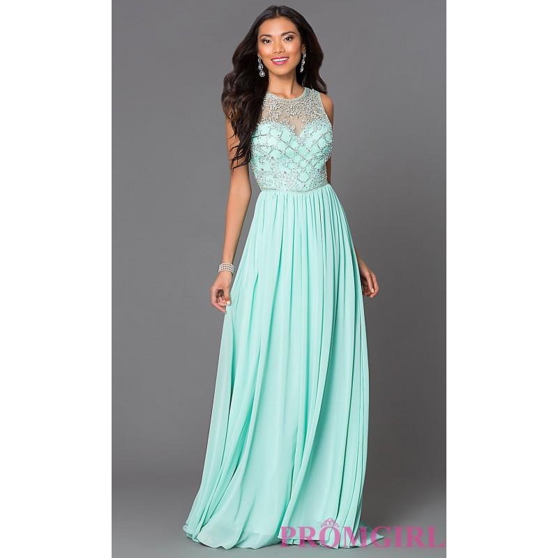 زفاف - Floor Length Sleeveless Gown G411 with Illusion Bodice - Brand Prom Dresses