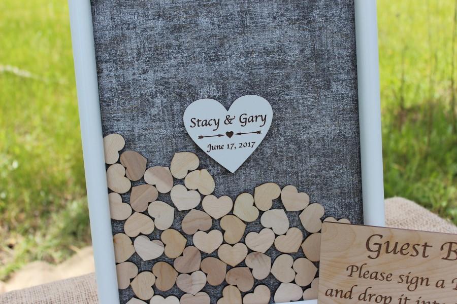 Mariage - Wedding Guest Book Alternative wood,Personalized Wedding Guest book ,Bridal Shower Gift,Guestbook Wood,Wedding Guest book Wood,Silver Book