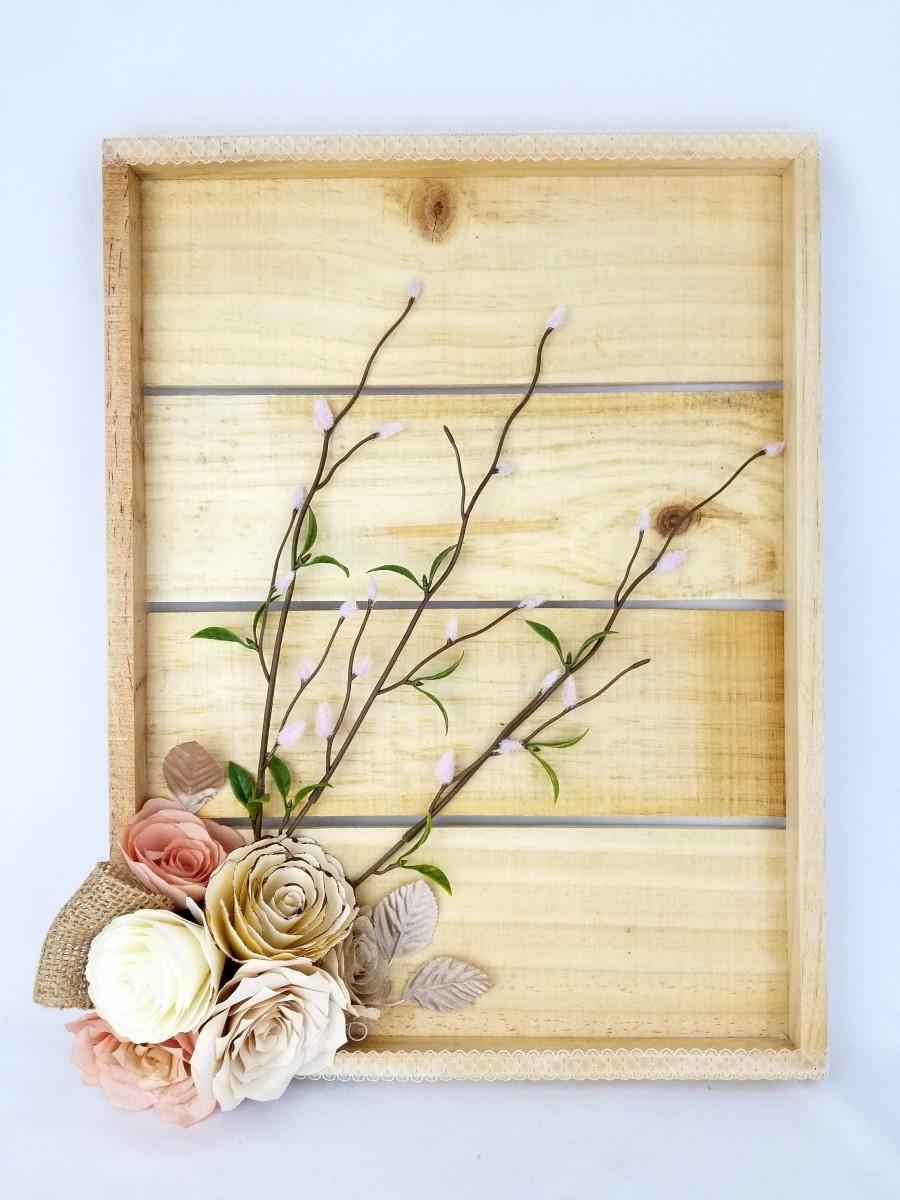 Hochzeit - Rustic floral decor - Cottage chic wall decor - 3D Flower wall art - Paper floral wall decor - Paper flower wall art - Natural wood decor - $78.95 USD