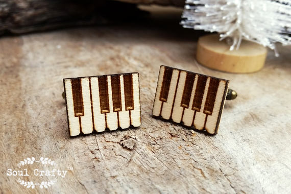 Wedding - Piano Key Wooden Cufflinks Organ Piano Music Keyboard Dad Grooms Best man Groomsman Rustic Wedding Birthday Gift Cuff links