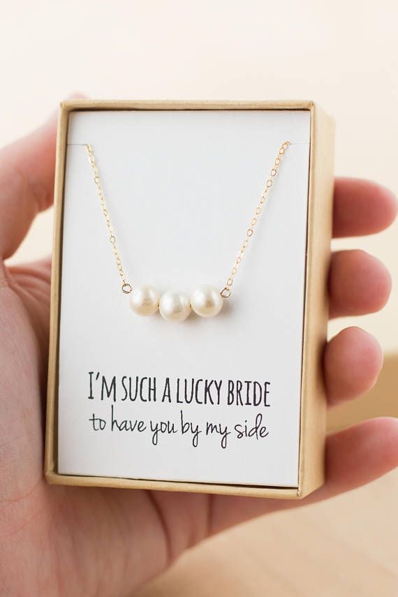 Mariage - Bridesmaid Jewelry - Triple Freshwater Pearl / Gold Necklace - Pearl Bridesmaid Gift - 3 Pearl Necklace - Bridesmaid Gift