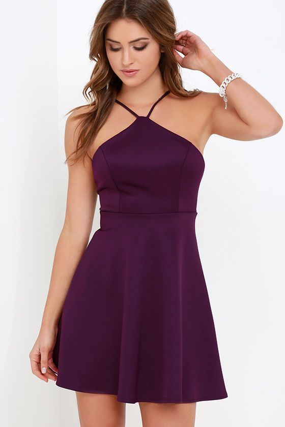 زفاف - Steal The Spotlight Purple Skater Dress