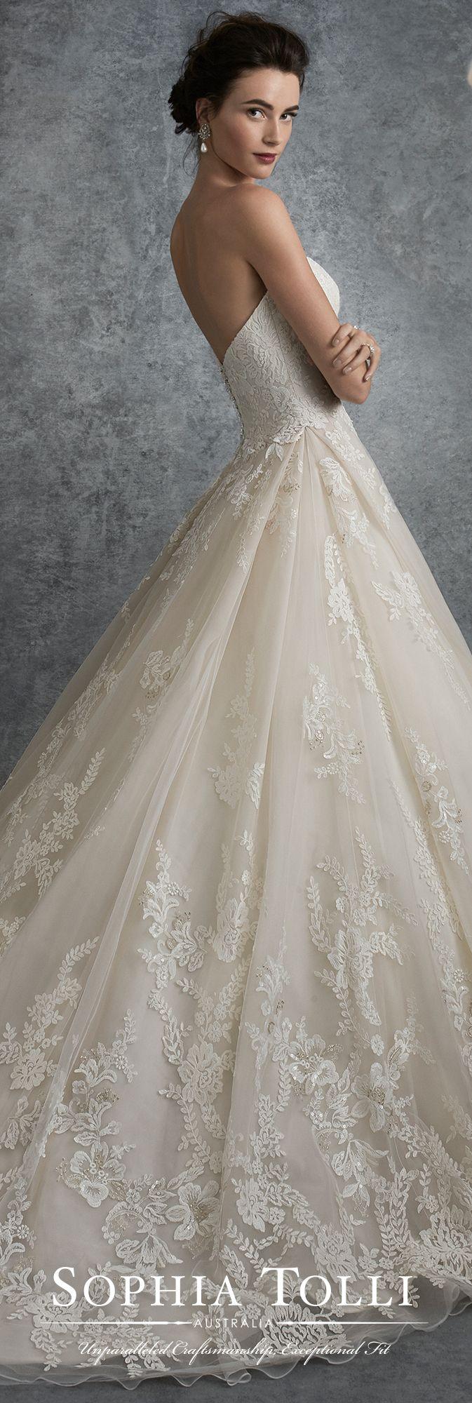 زفاف - Strapless Lace And Tulle Full A-line Wedding Dress - Sophia Tolli Y21753