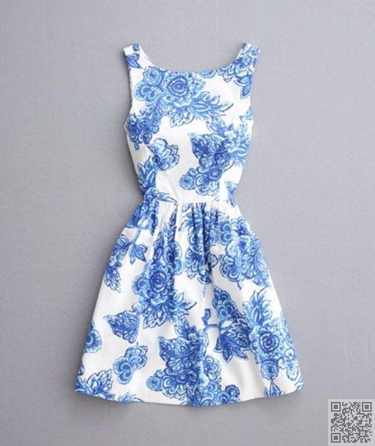زفاف - Blue Floral Dress