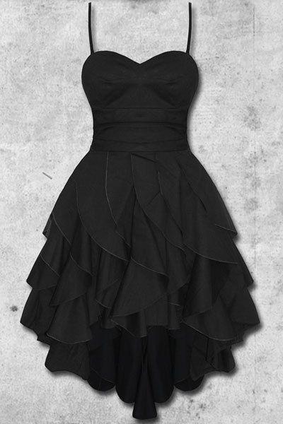 Свадьба - Vintage Spaghetti Strap Solid Color Asymmetrical Dress Gothic Dresses For Women