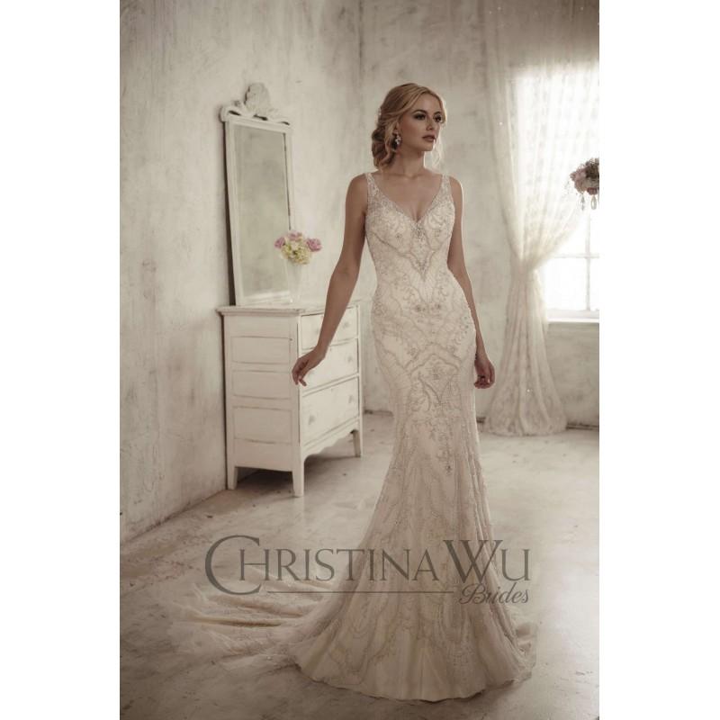 زفاف - Eternity Bride Style 15594 by Christina Wu - Ivory  White Beaded Backless  Low Back  V-Back Floor Wedding Dresses - Bridesmaid Dress Online Shop