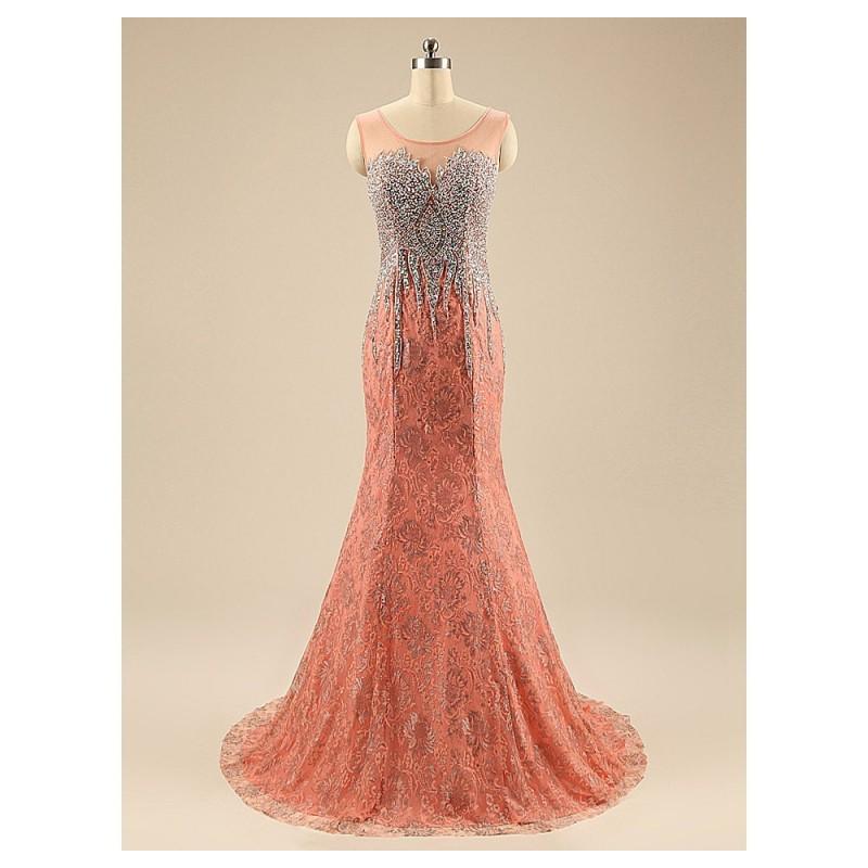 زفاف - Luxious crystal evening dress longembroidery beads  pink evening party gowns handmade prom dress 2017 evening dresses long - Hand-made Beautiful Dresses